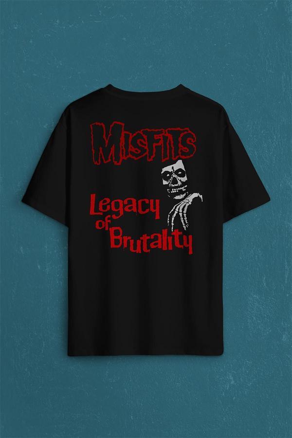 The Misfits Legacy Of BrutAlity Punk Rock Sırt Ön Baskılı Oversize Tişört Unisex T-Shirt - Image 1