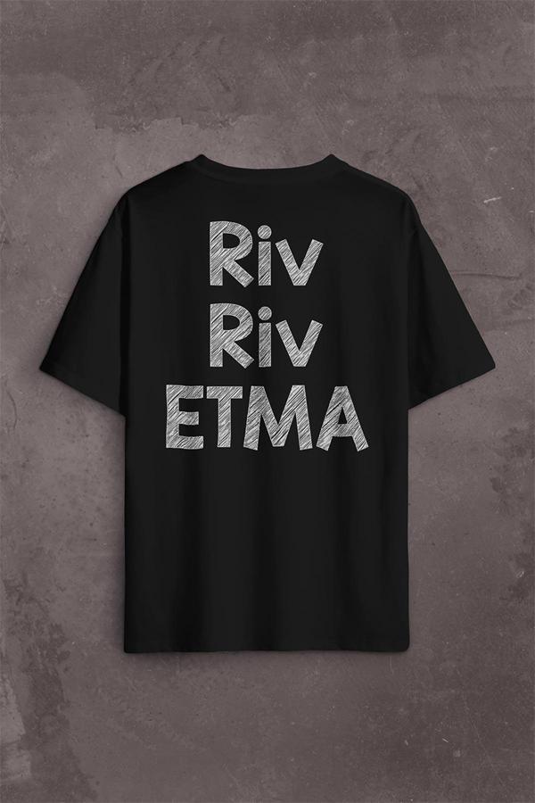 Riv Riv Etma Karadeniz Şivesi Rivrivriv Etme Sırt Ön Baskılı Oversize Tişört Unisex T-Shirt - Image 1
