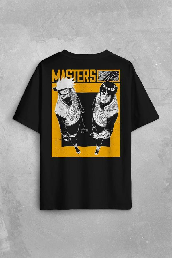 Naruto Kakashi Masters Anime Dizi Ustalar Japonca Sırt Ön Baskılı Oversize Tişört Unisex T-Shirt - Image 1