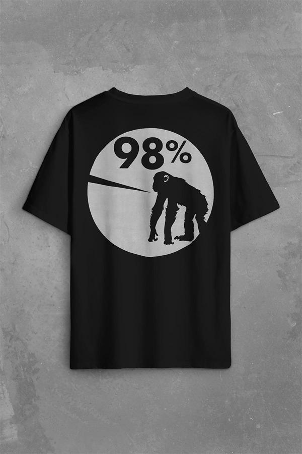 İnsan Evrim Şempanze %98 Chimp Evolution Dna Sırt Ön Baskılı Oversize Tişört Unisex T-Shirt OVR12S3544 - Image 1