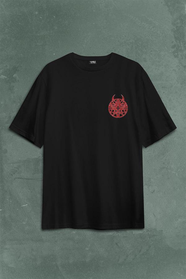 Disturbed Metal Rock Bond Sırt Ön Baskılı Oversize Tişört Unisex T-Shirt - Image 1