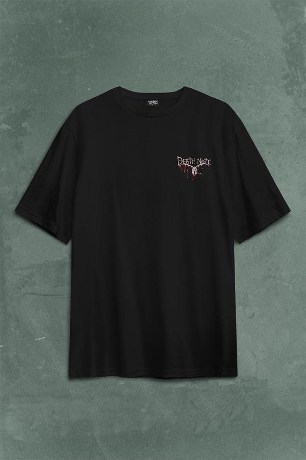 Death Note Oyun Ölüm Notu Sırt Ön Baskılı Oversize Tişört Unisex T-Shirt - Image 1