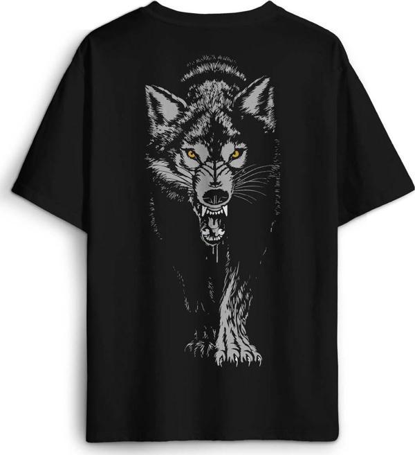 Bozkurt Kurt Kafası Wolf Gri Bozkurt Sırt Ön Baskılı Oversize Tişört Unisex T-Shirt - Image 1