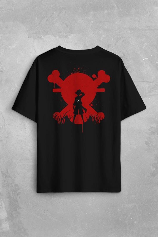 One Piece Anime Dizi Japanese Urban Wear Street Culture Sırt Ön Baskılı Oversize Tişört Unisex T-Shirt - Image 1