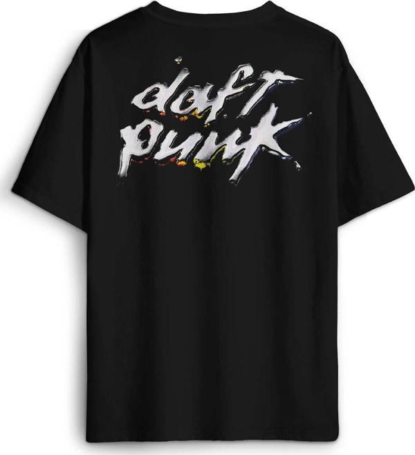 Daft Punk Müzik Get Lucky Music Sırt Ön Baskılı Oversize Tişört Unisex T-Shirt - Image 1