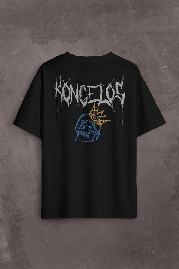 Kongelos Kralsız Taç Gothic Urban Sırt Ön Baskılı Oversize Tişört Unisex T-Shirt - Image 1
