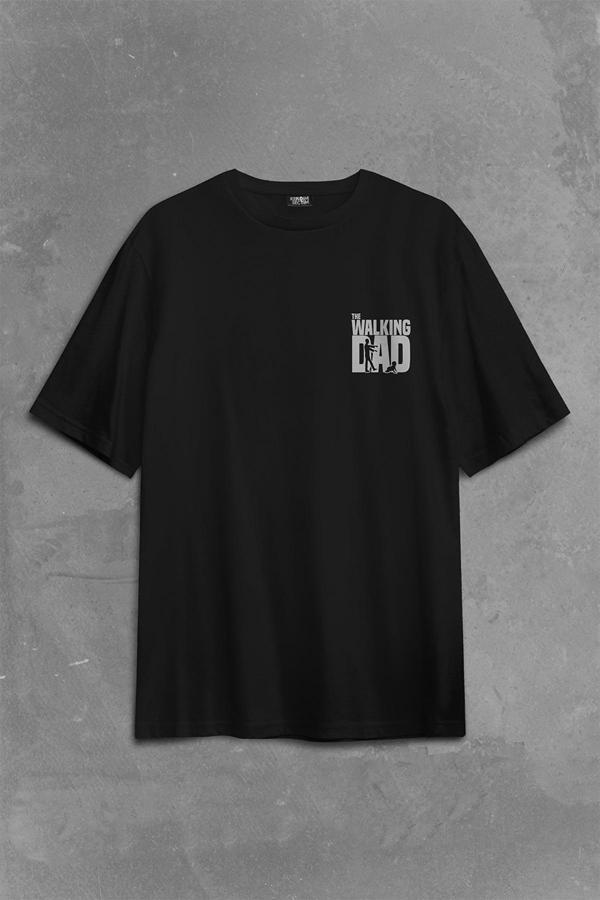 The Walking Dad Dead Yürüyen Baba Babalar Günü Sırt Ön Baskılı Oversize Tişört Unisex T-Shirt - Image 1