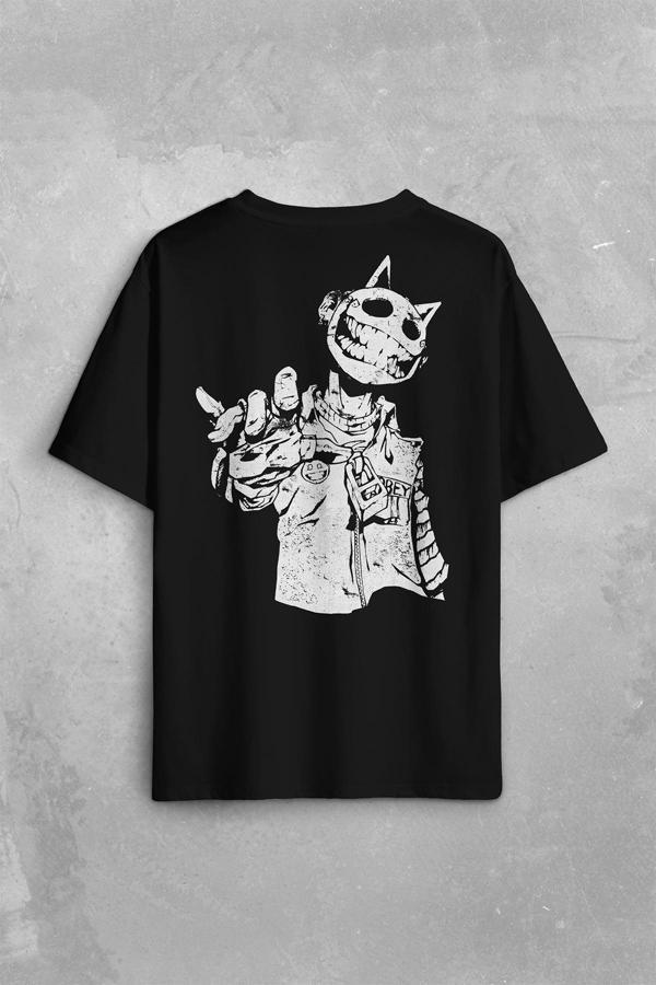 Jester J Smile Venom Gothic Maske Mask Sokak Sırt Ön Baskılı Oversize Tişört Unisex T-Shirt - Image 1