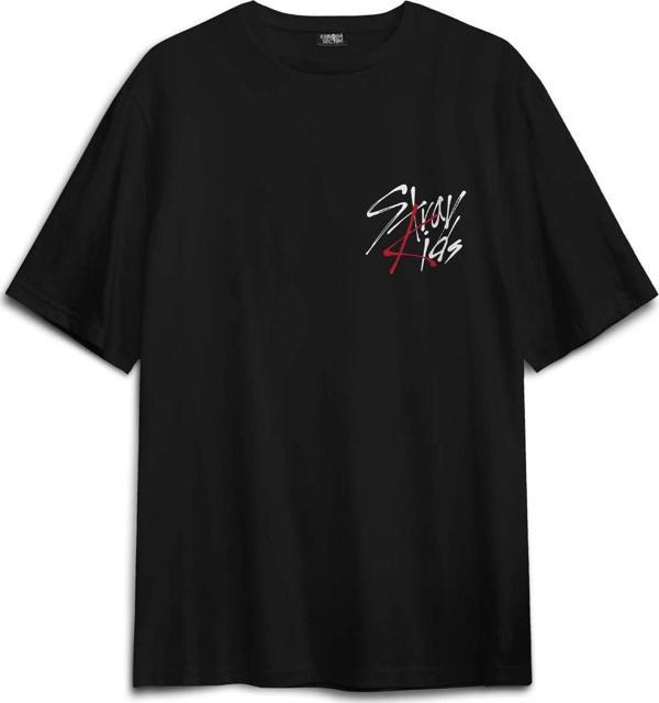Stray Kids Kore K-Pop Sırt Ön Baskılı Oversize Tişört Unisex T-Shirt - Image 1