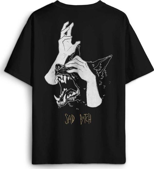 Sad Bötch Dog Asi Sırt Ön Baskılı Oversize Tişört Unisex T-Shirt - Image 1