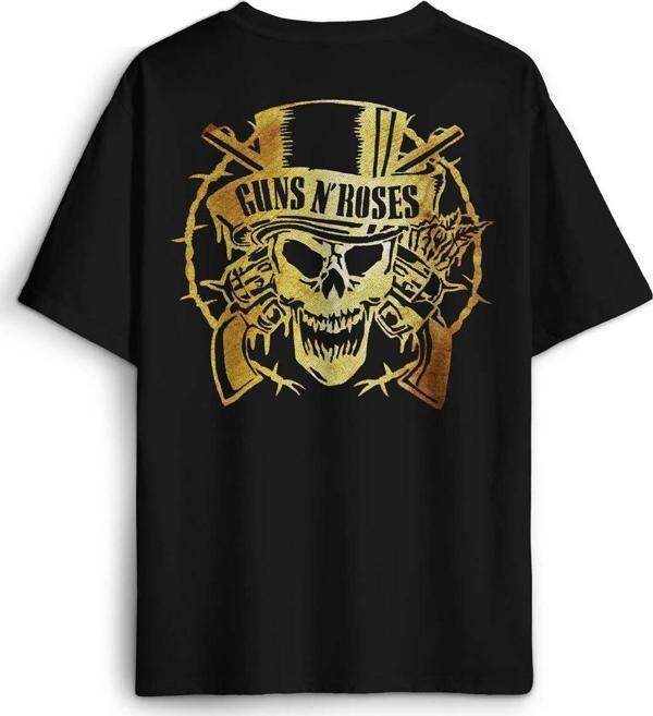 Rock Music Guns N Roses  Sırt Ön Baskılı Oversize Tişört Unisex T-Shirt - Image 1