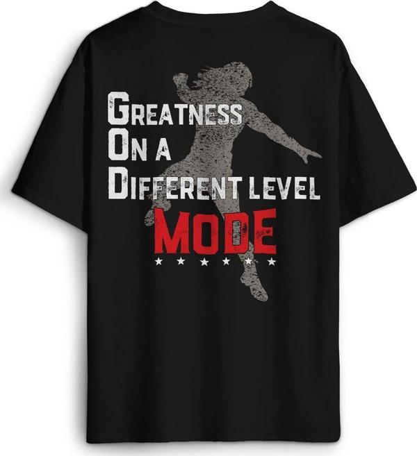 Siyah Oversize Tişört God Mode Roman Reigns Amerikan Güreşi Spor Boks Sırt Ön Baskılı Unisex T-shirt - Image 1