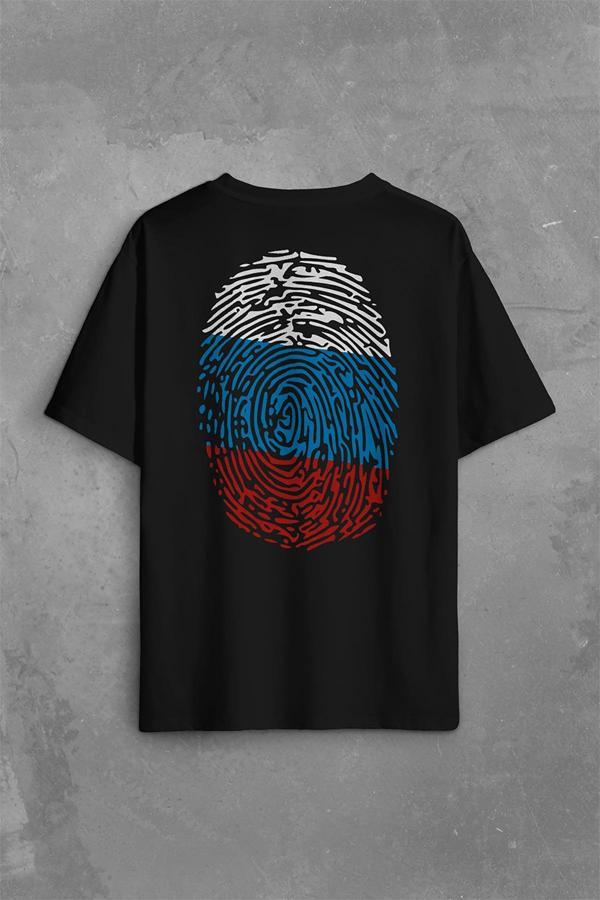 Fransa Bayrağı Damgası Parmak İzi Sırt Ön Baskılı Oversize Tişört Unisex T-Shirt - Image 1