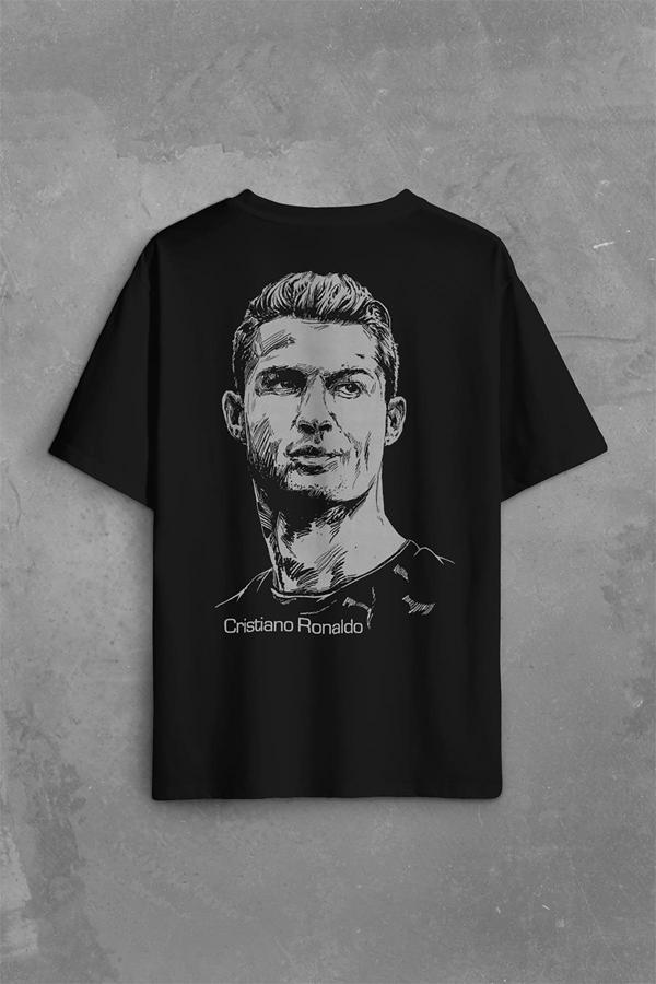 Cristiano Ronaldo Silüet Manchester United Sırt Ön Baskılı Oversize Tişört Unisex T-Shirt - Image 1