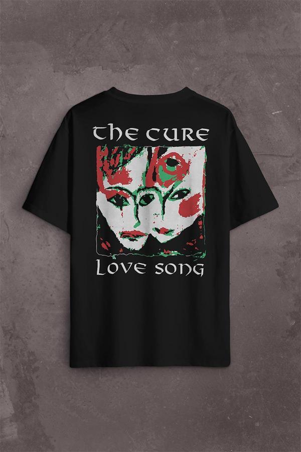 The Cure Lovesong Love Song Rock Music Band Sırt Ön Baskılı Oversize Tişört Unisex T-Shirt - Image 1