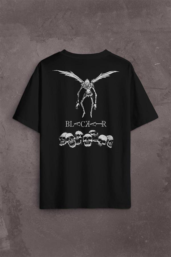 Japon Death Note Black Air Hip Hop Sırt Ön Baskılı Oversize Tişört Unisex T-Shirt - Image 1