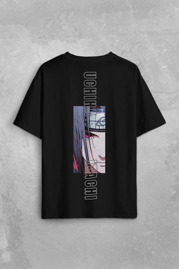 Anime Itachi Uchiha Naruto Manga Konoha Sharingan Baskılı Unisex Oversize T-shirt - Image 1
