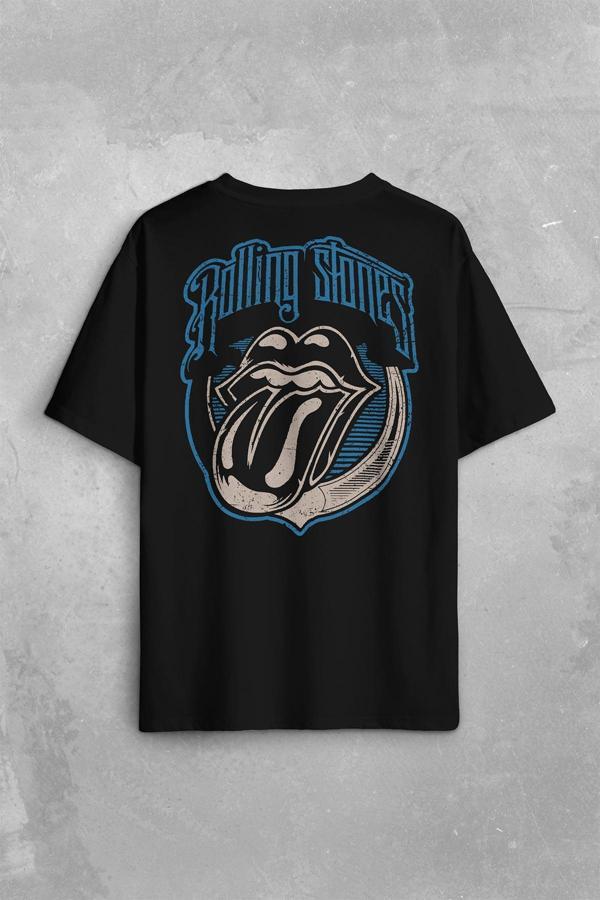 Rolling Stones Rock Retro 70S 80S Music Sırt Ön Baskılı Oversize Tişört Unisex T-Shirt - Image 1