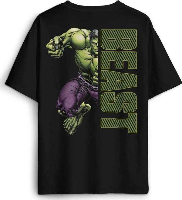 Gym The Beast Hulk Fitness Spor Kısa Kollu Baskılı Oversize T-shirt Siyah Unisex Tişört - Image 1