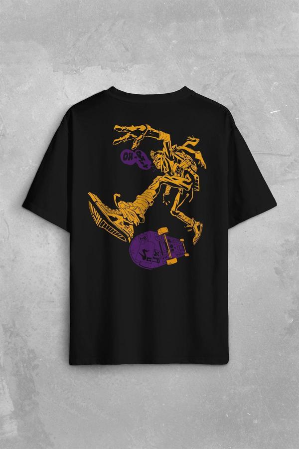 Ninja Kaplumbağa Kaykay Tmnt Skate Sokak Sırt Ön Baskılı Oversize Tişört Unisex T-Shirt - Image 1