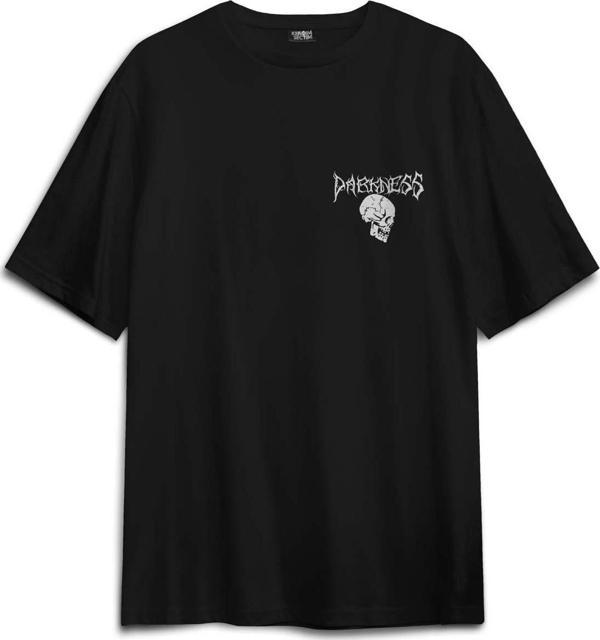 Siyah Tişört Darkness Skull Luther Gothic Kuru Kafa Gotik Baskılı Oversize T-shirt Unisex - Image 1