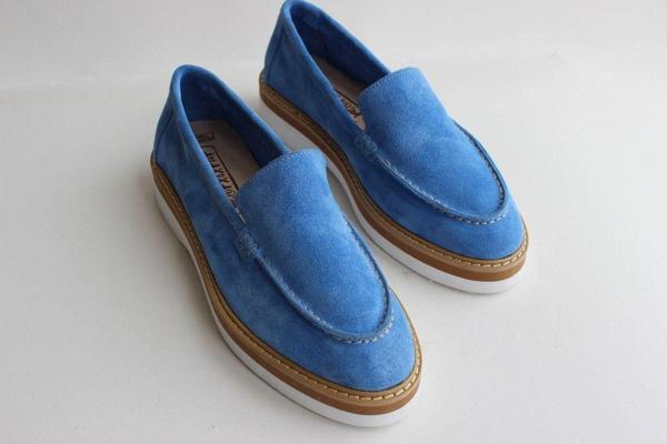 Aayak&Kabımofficial Hakiki Deri Mavi Günlük Kadın Ayakkabı Loafer Makosen Mavi 37 - Image 1