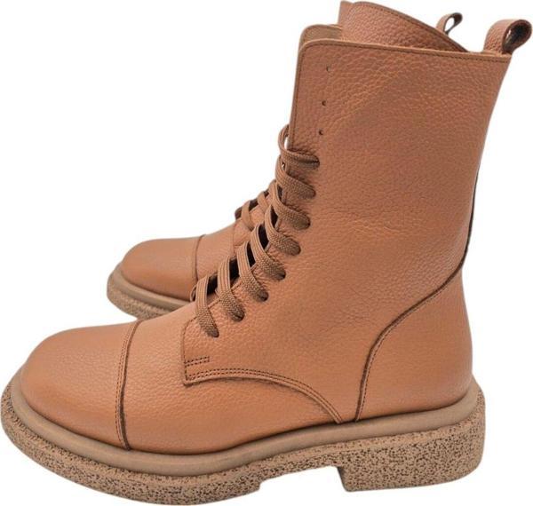 Aayak&Kabımofficial Hakiki Deri Kadın Bot - Bağcık, Fermuar Ve Keçe Astar Konforuyla Kışın Vazgeçilmezi Taba 40 - Image 1