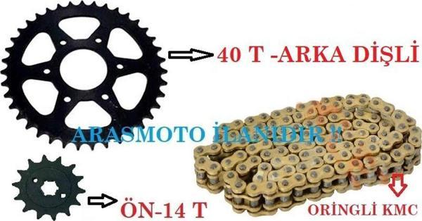 Aras Moto Bajaj Pulsar Ns 200-Rs 200 Gold Sarı Oringli Zincir Dişli Takımı (40 T-14 T) - Image 1