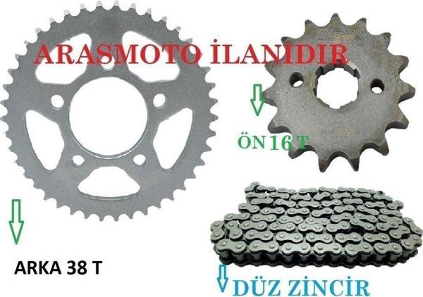 Aras Moto Drift L 125 Performans Hız Zincir Dişli Seti (Oringsiz Düz Zincir) Arka 38 Dişli - Ön 16 Dişli - Image 1