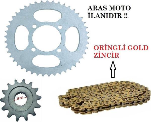 Aras Moto Rks 150 Oringli Zincir Dişli Seti Zincir Oringli Gold Sarı -  - Image 1