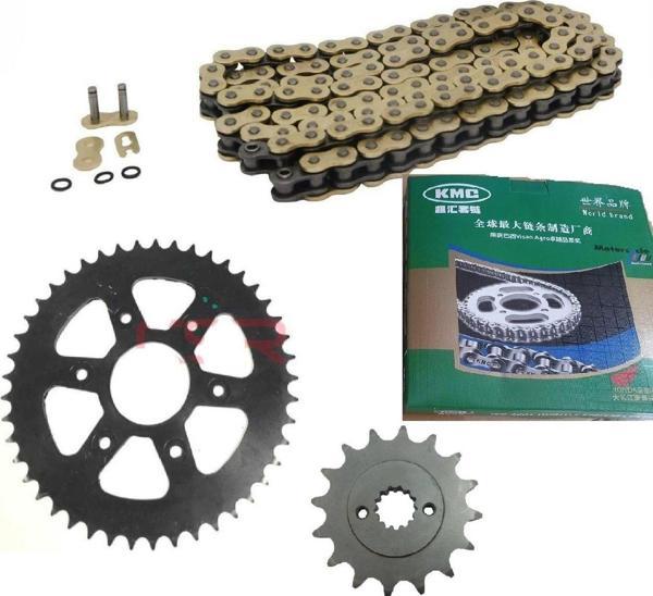 Aras Moto Bajaj Dominar 400 Oringli Zincir Dişli Seti (Kmc Gold Zincir )  - Image 1