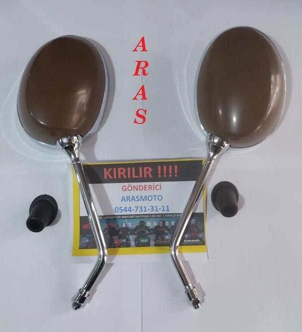 Aras Moto Araro Cappucino 125 Cc - 50 Cc Ayna Takımı Kahve Renk (Koyu Kahve )-  - Image 1