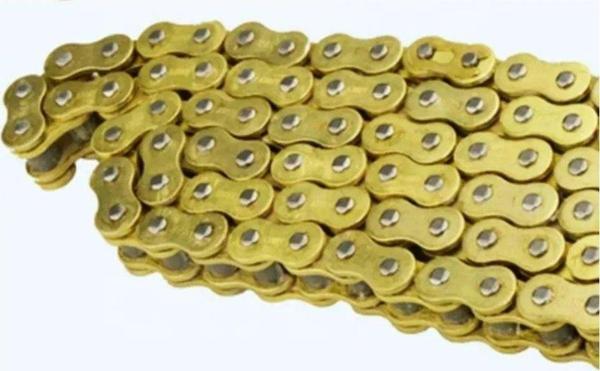 Aras Moto Cbr250,R25,İnazuma,Nk250,Nk400,Pulsar,Dominar Zincir 520-120 Bakla Oringsiz Düz Gold Sarı-  - Image 1