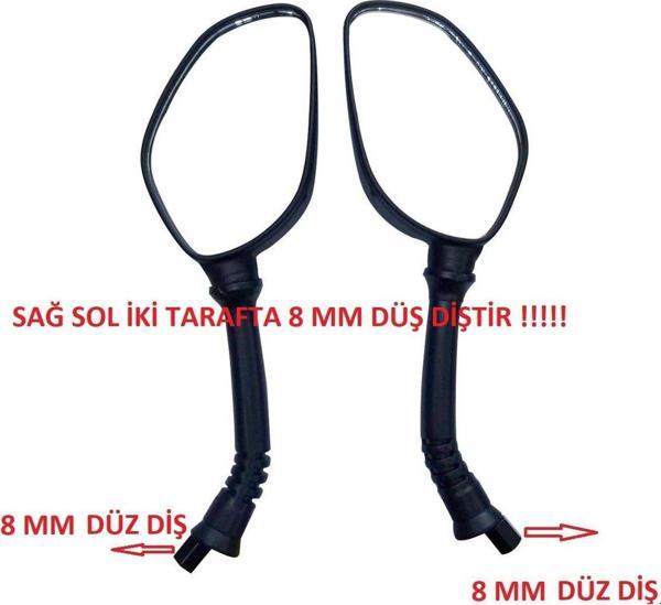 Aras Moto Honda Activa 125 S - Spacy 110-Spontini 110 Uyumlu Geniş Görüşlü Ayna Takım 8 Mm Düz Diş - - Image 1
