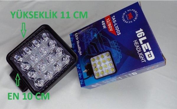 Aras Moto Motosiklet Atv Otomobil 16 Lı Led Far Kare Universal (Çakarsız)12/80 V*48 W- - Image 1