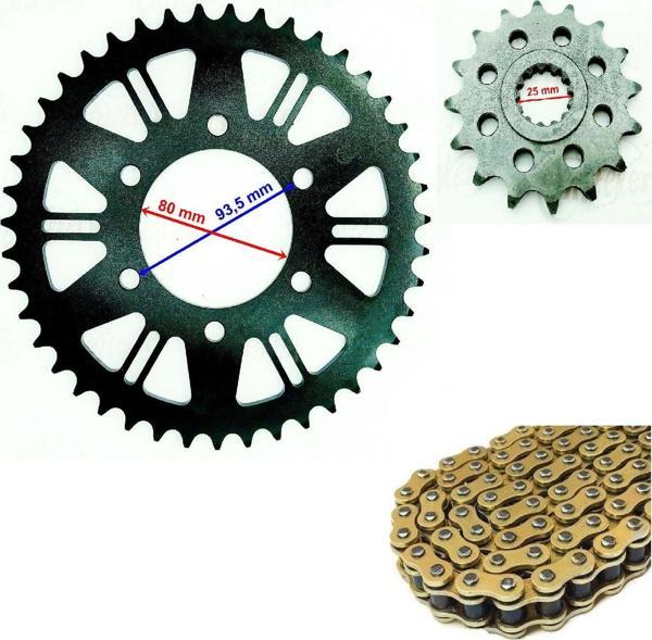 Aras Moto Kawasaki Zx-6R Ninja Uyumlu Zincir Dişli Seti 43T(520 Oringli Gold Zincir)2007-2015   - Image 1