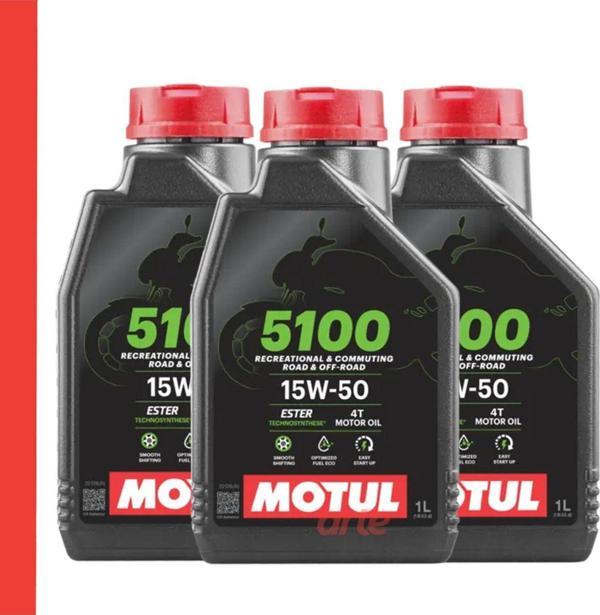 Motul 5100 15W-50 4 T Motosiklet Motor Yağı Güncel Ürün 3 Adet 2024 Üretim - Image 1