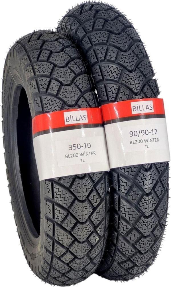 Billas Kışlık Lastik 350-10 Ve 90/90-12 Takım Tl (Tubeless - Dubleks) Bl200Set - Image 1