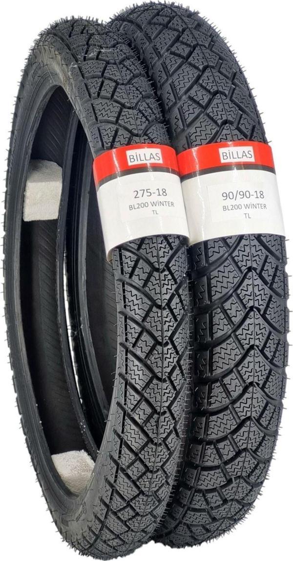 Billas Kışlık Lastik 90/90-18 Ve 275-18 Takım Tl (Tubeless - Dubleks) Bl200Set1 - Image 1