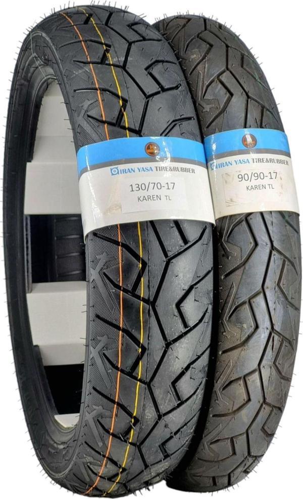 İran Yasa Tire & Rubber 130/70-17 Ve 90/90-17 Tl (Tubeless - Dubleks) Motosiklet Lastiği Takım - Image 1