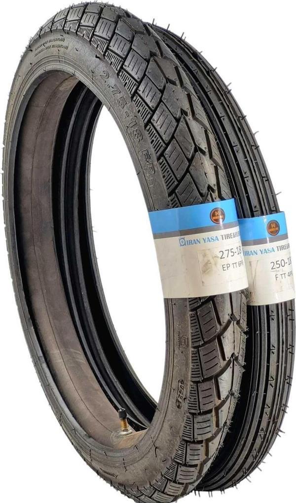 İran Yasa Tire & Rubber 275-18 Tt / 250-18 Tt Cg Motosiklet Lastiği Ön Arka Takım Set Dış Lastik - Image 1