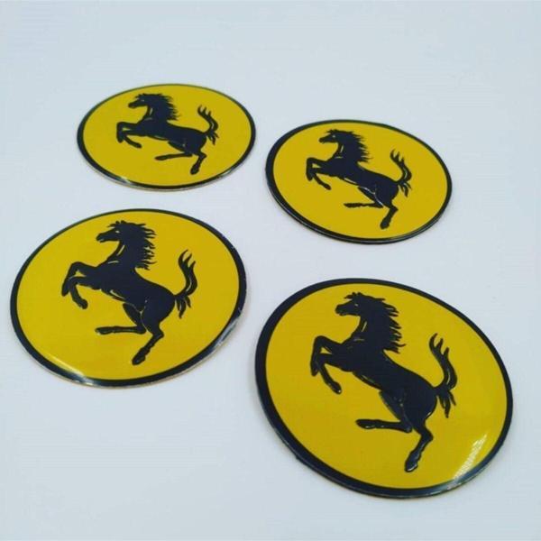 Yed Jant Göbeği Arma Ferrari 60Mm Yapıştırma Sarı Siyah 4Lü Set - Image 1