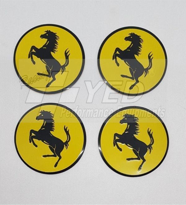 Duru Doruk Jant Göbeği Arma Ferrari Alüminyum Yapıştırma 60Mm 4Lü Sarı Siyah - Image 1