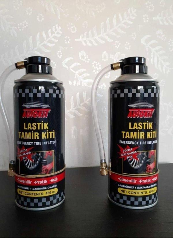 Autokit 2 Adet Lastik Tamir Köpüğü Sprey Kiti 450 Ml-Acil Lastik Şişirici - Image 1