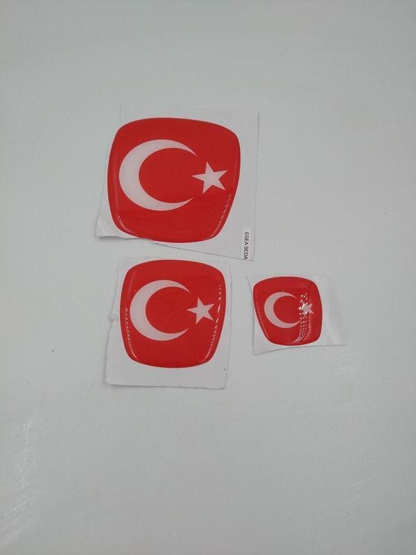 Protec Fiat Egea Sedan Uyumlu Ay Yıldız Türk Bayrağı Logo Set (3'Lü) - Image 1