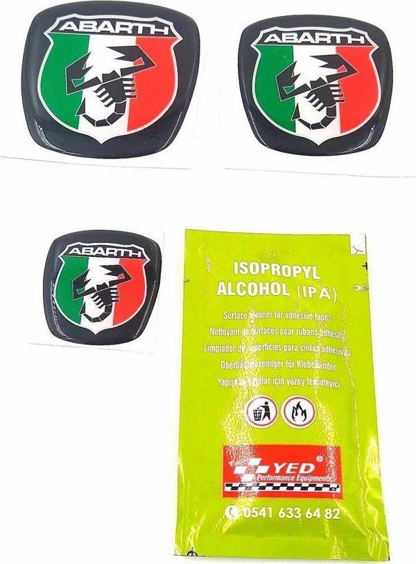 Protec Fiat Egea Sedan Uyumlu Abarth Logo 3'Lü Set (Ön-Arka-Direksiyon) - Image 1