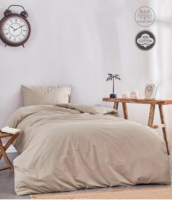 Medaillon Home Soft Kahverengi %100 Pamuklu Tek Kişilik Nevresim Takımı - Image 1