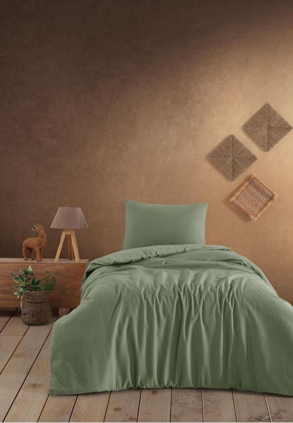 Medaillon Home Yeşil %100 Pamuklu Lastikli Çarşaflı Tek Kişilik Nevresim Takımı - Image 1