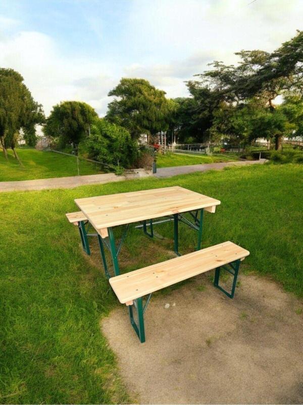 Padilon Katlanır Ahşap Bahçe Masası-Bank Seti 110X70*78 Cm Katlanabilir Dış Mekan Piknik Masası - Image 1