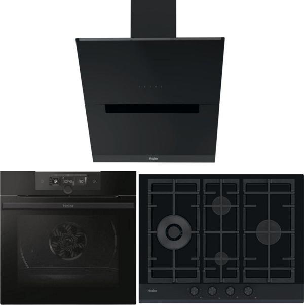 Haier Ankastre Siyah Ankastre Set (HAVG5D4HB Ocak -HWO60SM2F3BH Fırın -HADG6DCS56B Davlumbaz) - Image 1